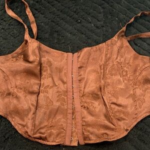PACSUN L.A. Hearts Brown Floral Corset Top
